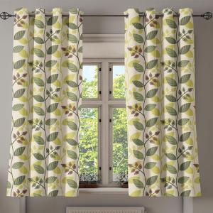 Ambesonne Hawaii Themed Grommet Curtain, Tropical Leaves Pattern with Neutral Colors Boho Summer Print, Decorative 2-Panel Window Drapes for Bedroom Living Room, 50″ x 54″, Pale Vermilion Seal Brown(Apple Green Fern Green)