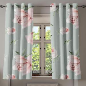 Ambesonne Hawaii Themed Grommet Curtain, Tropical Leaves Pattern with Neutral Colors Boho Summer Print, Decorative 2-Panel Window Drapes for Bedroom Living Room, 50″ x 54″, Pale Vermilion Seal Brown(Pale Sage Green Rose)