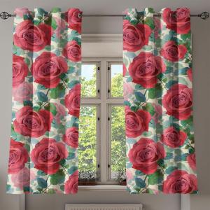 Ambesonne Hawaii Themed Grommet Curtain, Tropical Leaves Pattern with Neutral Colors Boho Summer Print, Decorative 2-Panel Window Drapes for Bedroom Living Room, 50″ x 54″, Pale Vermilion Seal Brown(Dark Pink Green and Blue)