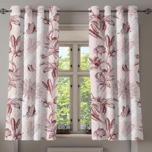 Ambesonne Hawaii Themed Grommet Curtain, Tropical Leaves Pattern with Neutral Colors Boho Summer Print, Decorative 2-Panel Window Drapes for Bedroom Living Room, 50″ x 54″, Pale Vermilion Seal Brown(Chocolate and Pale Pink)