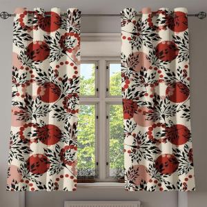Ambesonne Hawaii Themed Grommet Curtain, Tropical Leaves Pattern with Neutral Colors Boho Summer Print, Decorative 2-Panel Window Drapes for Bedroom Living Room, 50″ x 54″, Pale Vermilion Seal Brown(Raspberry Cream and Pale Ruby)