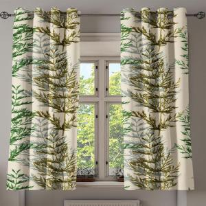 Ambesonne Hawaii Themed Grommet Curtain, Tropical Leaves Pattern with Neutral Colors Boho Summer Print, Decorative 2-Panel Window Drapes for Bedroom Living Room, 50″ x 54″, Pale Vermilion Seal Brown(Beige Emerald and Fawn)