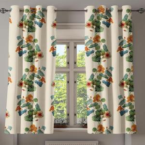 Ambesonne Hawaii Themed Grommet Curtain, Tropical Leaves Pattern with Neutral Colors Boho Summer Print, Decorative 2-Panel Window Drapes for Bedroom Living Room, 50″ x 54″, Pale Vermilion Seal Brown(Jade Green Pastel Green)