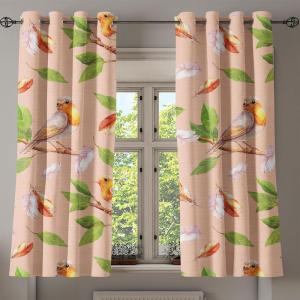 Ambesonne Hawaii Themed Grommet Curtain, Tropical Leaves Pattern with Neutral Colors Boho Summer Print, Decorative 2-Panel Window Drapes for Bedroom Living Room, 50″ x 54″, Pale Vermilion Seal Brown(Vermilion Green)