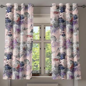Ambesonne Hawaii Themed Grommet Curtain, Tropical Leaves Pattern with Neutral Colors Boho Summer Print, Decorative 2-Panel Window Drapes for Bedroom Living Room, 50″ x 54″, Pale Vermilion Seal Brown(Pale Pink and Multicolor)
