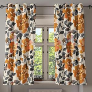 Ambesonne Hawaii Themed Grommet Curtain, Tropical Leaves Pattern with Neutral Colors Boho Summer Print, Decorative 2-Panel Window Drapes for Bedroom Living Room, 50″ x 54″, Pale Vermilion Seal Brown(Burnt Sienna and Dark Teal)