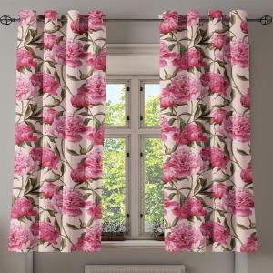 Ambesonne Hawaii Themed Grommet Curtain, Tropical Leaves Pattern with Neutral Colors Boho Summer Print, Decorative 2-Panel Window Drapes for Bedroom Living Room, 50″ x 54″, Pale Vermilion Seal Brown(Pink Peacock Green)