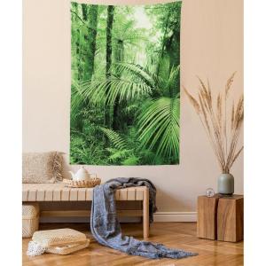 Ambesonne Hippie Tapestry, Modern Goth Scene of Wingy Skeleton Moon and Roundy Flowers Boho Dreamy, Fabric Wall Hanging Decor for Bedroom Living Room Dorm, 28″ X 23″, Eggshell Shamrock Green(Green)