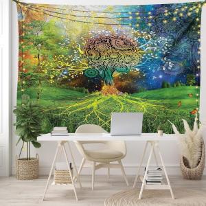 Ambesonne Hippie Tapestry, Modern Goth Scene of Wingy Skeleton Moon and Roundy Flowers Boho Dreamy, Fabric Wall Hanging Decor for Bedroom Living Room Dorm, 28″ X 23″, Eggshell Shamrock Green(Green Multicolor)