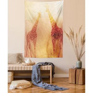 Ambesonne Hippie Tapestry, Modern Goth Scene of Wingy Skeleton Moon and Roundy Flowers Boho Dreamy, Fabric Wall Hanging Decor for Bedroom Living Room Dorm, 28″ X 23″, Eggshell Shamrock Green(Orange)