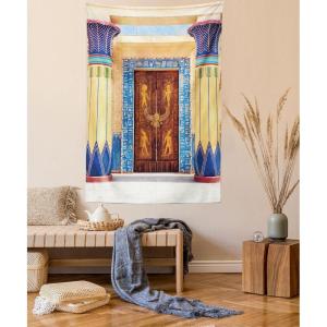 Ambesonne Hippie Tapestry, Modern Goth Scene of Wingy Skeleton Moon and Roundy Flowers Boho Dreamy, Fabric Wall Hanging Decor for Bedroom Living Room Dorm, 28″ X 23″, Eggshell Shamrock Green(Chocolate Peach)