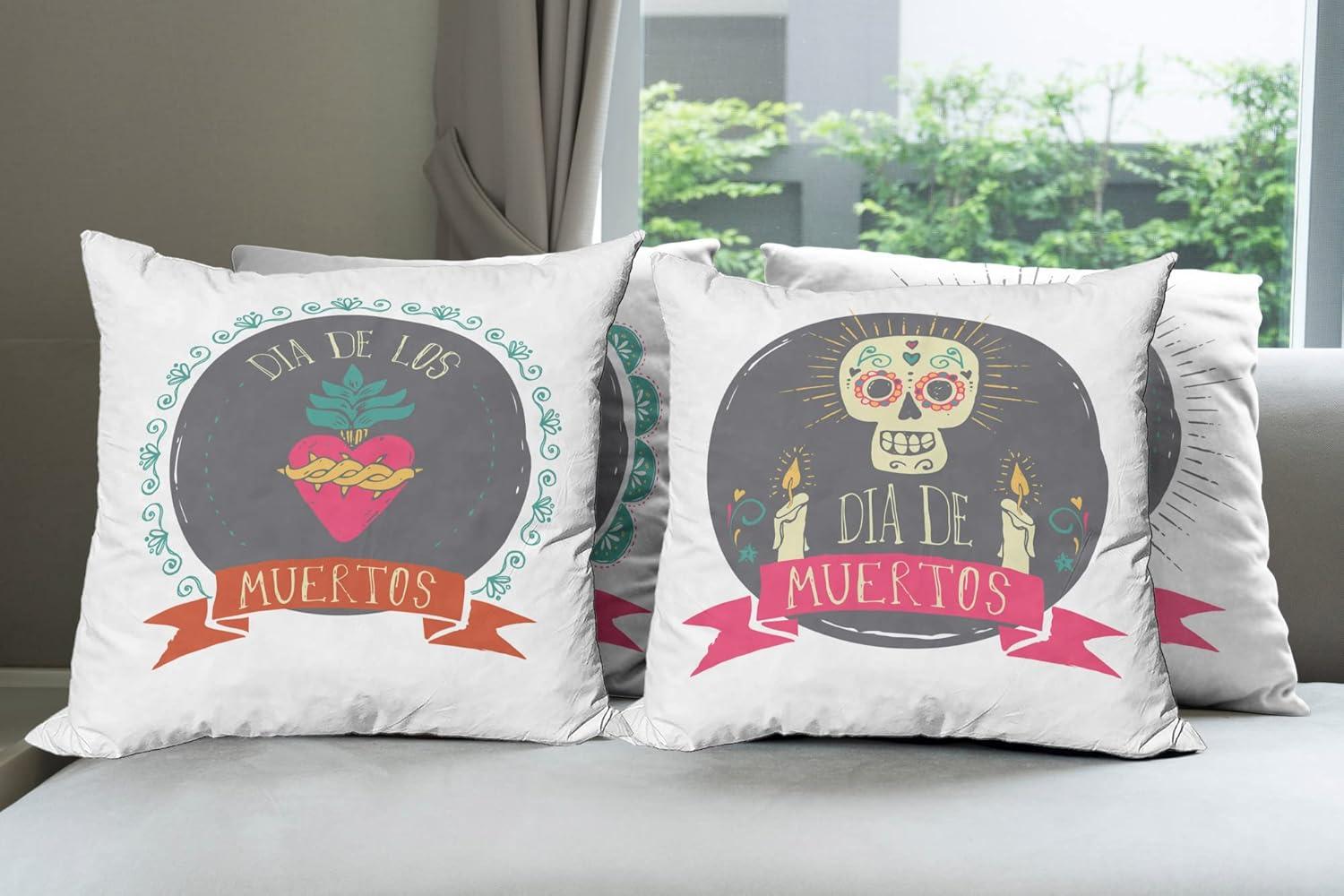 imageAmbesonne Alice in Wonderland Throw Pillow Cushion Cover Pack of 2 Rabbit Motion Cups Hearts and Flower Character Alice Cartoon Style Zippered DoubleSide Digital Print Decor 18 Black BlueGrey Pink and Pale Orange