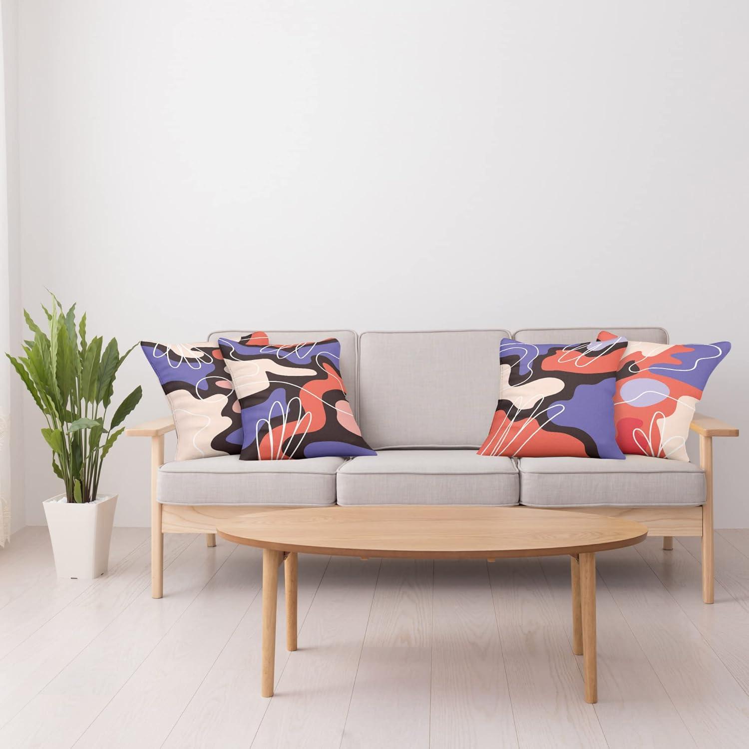 imageAmbesonne Alice in Wonderland Throw Pillow Cushion Cover Pack of 2 Rabbit Motion Cups Hearts and Flower Character Alice Cartoon Style Zippered DoubleSide Digital Print Decor 18 Black BlueViolet Salmon and Dark Brown