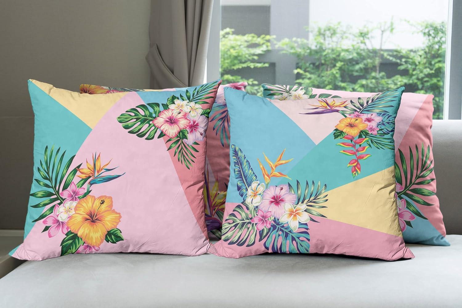 imageAmbesonne Alice in Wonderland Throw Pillow Cushion Cover Pack of 2 Rabbit Motion Cups Hearts and Flower Character Alice Cartoon Style Zippered DoubleSide Digital Print Decor 18 Black BluePale Pink Seafoam