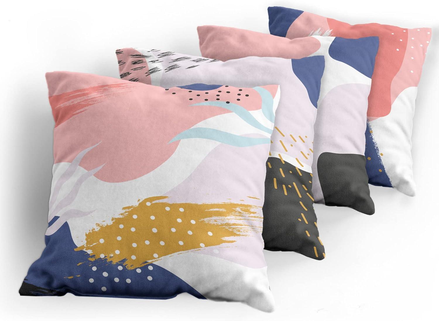 imageAmbesonne Alice in Wonderland Throw Pillow Cushion Cover Pack of 2 Rabbit Motion Cups Hearts and Flower Character Alice Cartoon Style Zippered DoubleSide Digital Print Decor 18 Black BlueRose Lilac and Dark Ceil Blue
