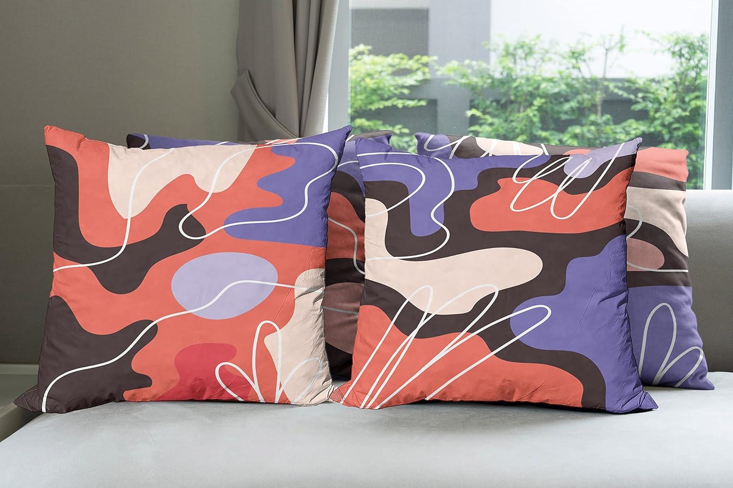 imageAmbesonne Alice in Wonderland Throw Pillow Cushion Cover Pack of 2 Rabbit Motion Cups Hearts and Flower Character Alice Cartoon Style Zippered DoubleSide Digital Print Decor 18 Black BlueViolet Salmon and Dark Brown