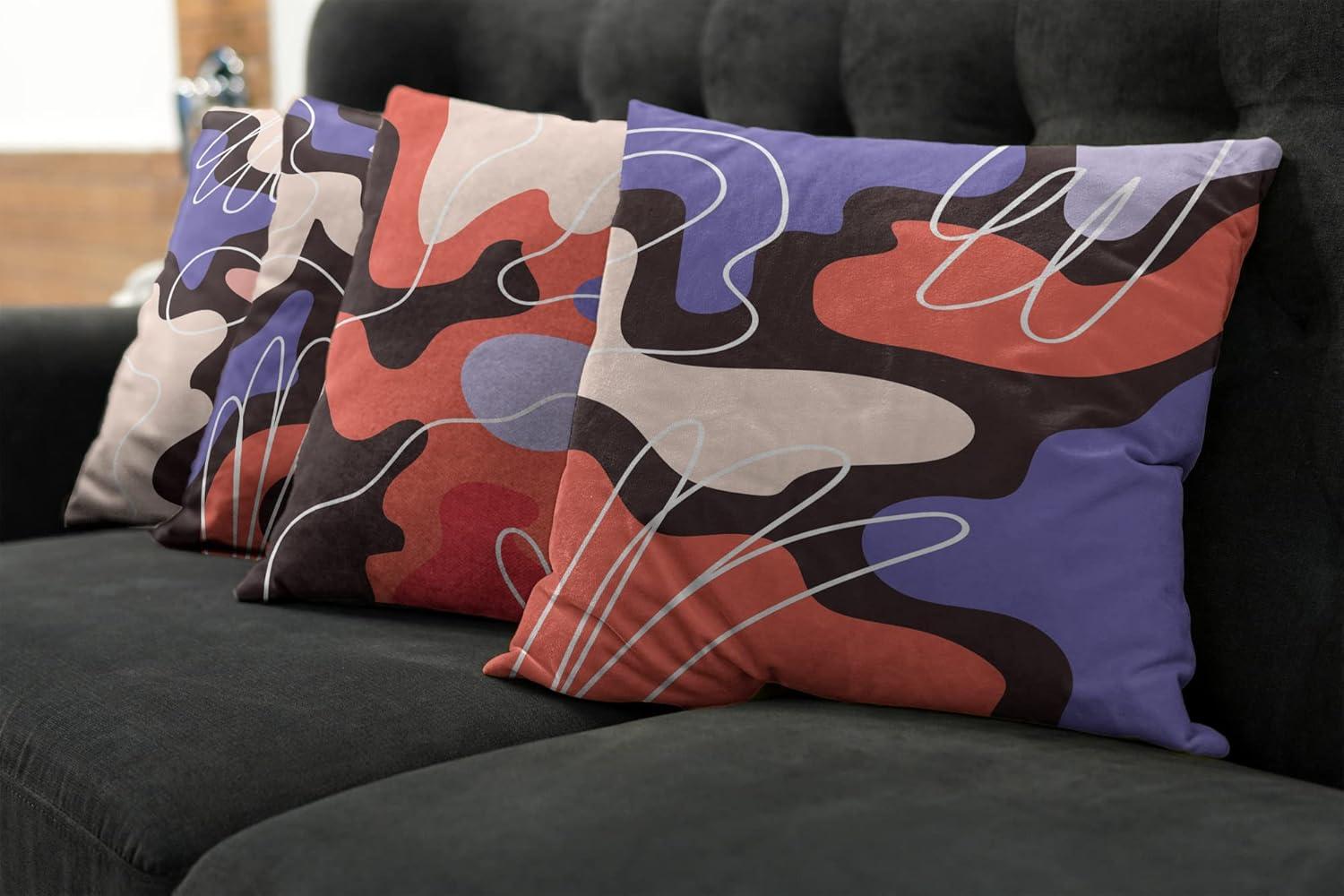 imageAmbesonne Alice in Wonderland Throw Pillow Cushion Cover Pack of 2 Rabbit Motion Cups Hearts and Flower Character Alice Cartoon Style Zippered DoubleSide Digital Print Decor 18 Black BlueViolet Salmon and Dark Brown