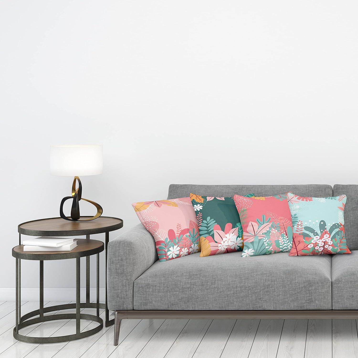 imageAmbesonne Alice in Wonderland Throw Pillow Cushion Cover Pack of 2 Rabbit Motion Cups Hearts and Flower Character Alice Cartoon Style Zippered DoubleSide Digital Print Decor 18 Black BluePink Dark Green and Baby Blue