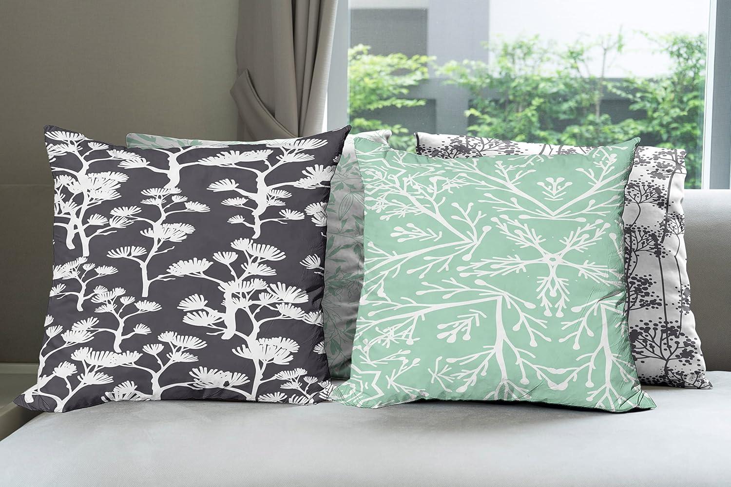 imageAmbesonne Alice in Wonderland Throw Pillow Cushion Cover Pack of 2 Rabbit Motion Cups Hearts and Flower Character Alice Cartoon Style Zippered DoubleSide Digital Print Decor 18 Black BlueMint Green and Dark Mauve
