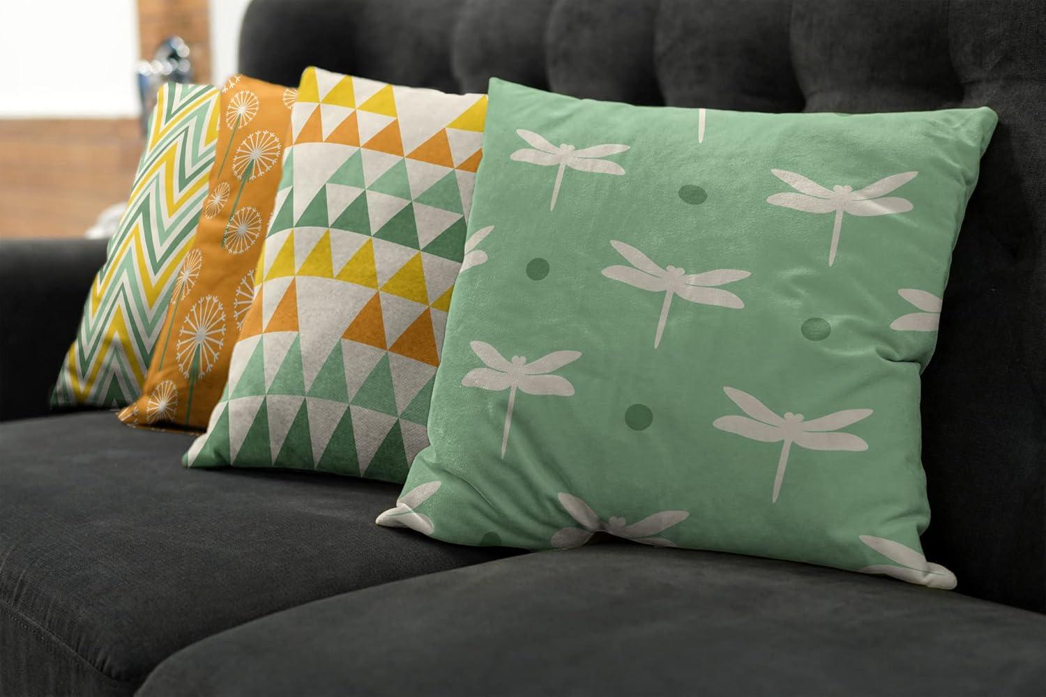imageAmbesonne Alice in Wonderland Throw Pillow Cushion Cover Pack of 2 Rabbit Motion Cups Hearts and Flower Character Alice Cartoon Style Zippered DoubleSide Digital Print Decor 18 Black BlueOrange Sea Green Mustard