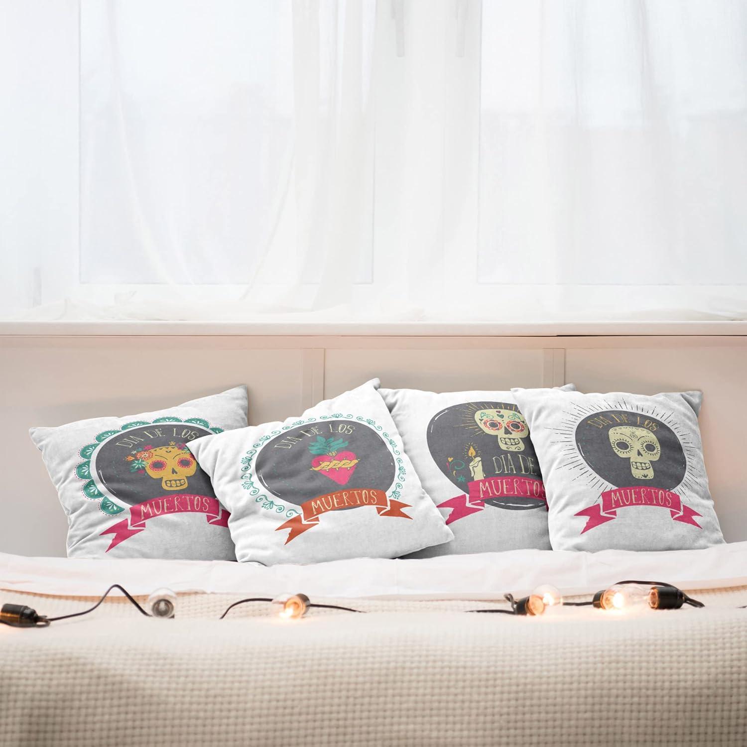 imageAmbesonne Alice in Wonderland Throw Pillow Cushion Cover Pack of 2 Rabbit Motion Cups Hearts and Flower Character Alice Cartoon Style Zippered DoubleSide Digital Print Decor 18 Black BlueGrey Pink and Pale Orange