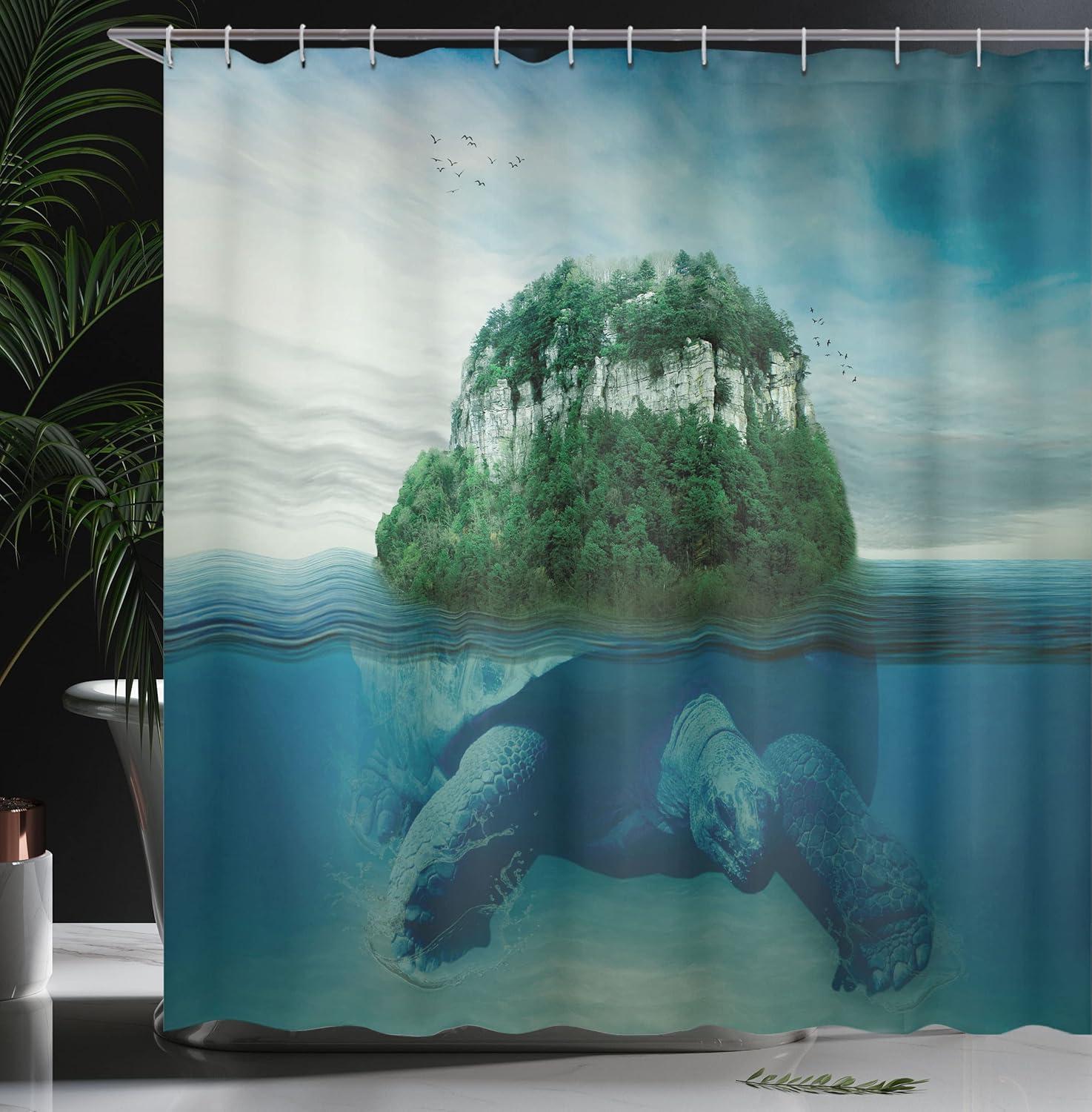 imageAmbesonne Cartoon Shower Curtain Curious Panda on an Exotic Branch Asian Bear Jungle Woods Illustration Cloth Fabric Bathroom Decor Set with Hooks 69 W x 75 L Fern Green White BlackBlue Green
