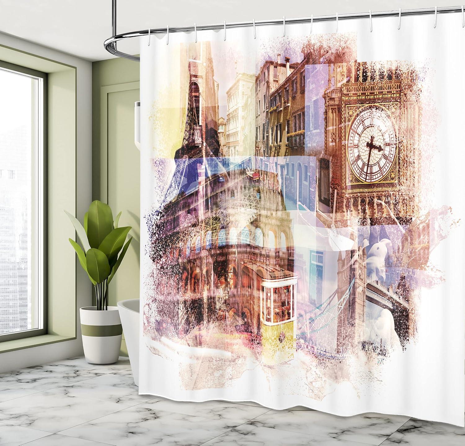 imageAmbesonne Cartoon Shower Curtain Curious Panda on an Exotic Branch Asian Bear Jungle Woods Illustration Cloth Fabric Bathroom Decor Set with Hooks 69 W x 75 L Fern Green White BlackCream Blue