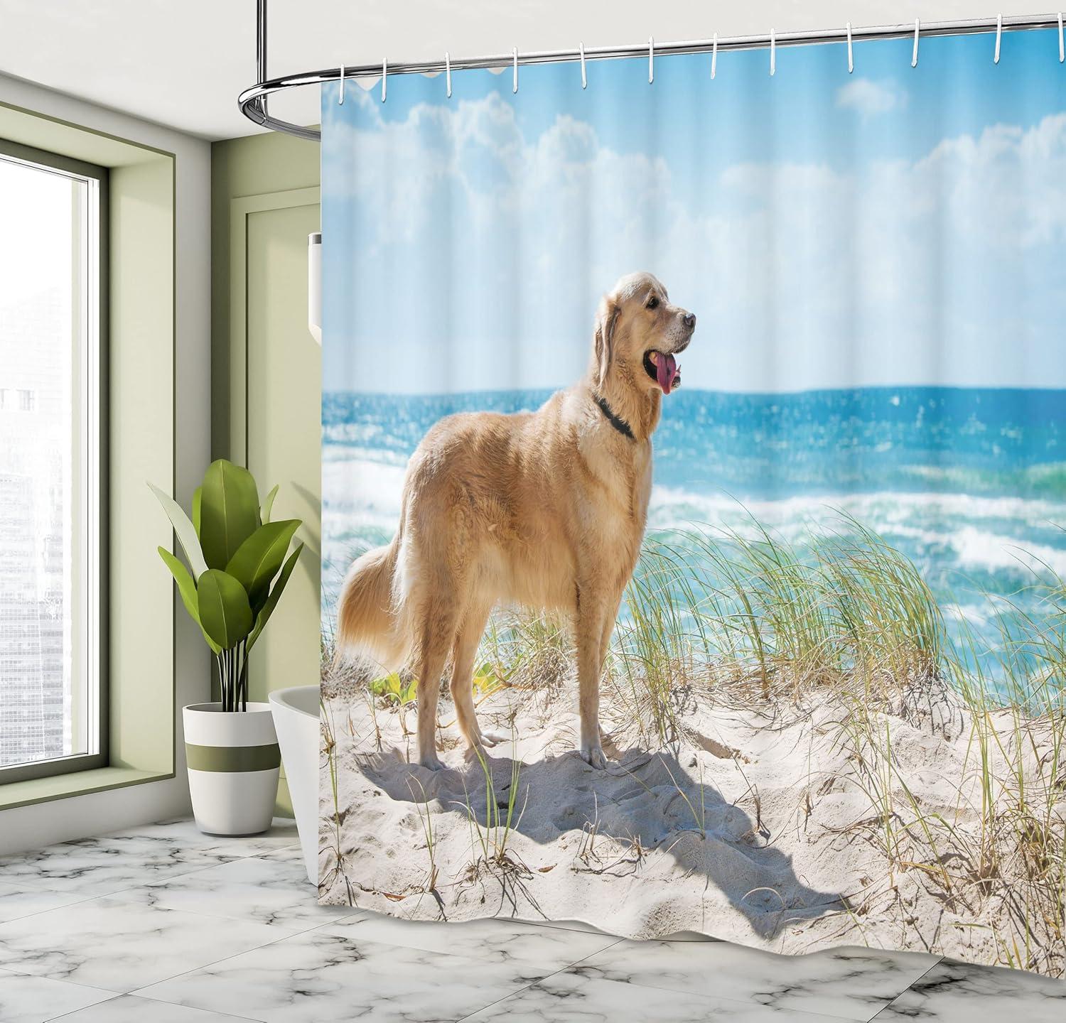 imageAmbesonne Cartoon Shower Curtain Curious Panda on an Exotic Branch Asian Bear Jungle Woods Illustration Cloth Fabric Bathroom Decor Set with Hooks 69 W x 75 L Fern Green White BlackGreen Camel