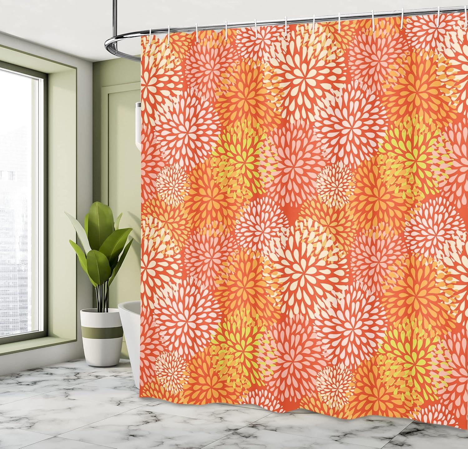 imageAmbesonne Cartoon Shower Curtain Jolly Frog with Greater Eye Lizard Gecko Smily Childish Funny Cartoon Artwork Cloth Fabric Bathroom Decor Set with Hooks 69 W x 70 L Green FernOrange Cream