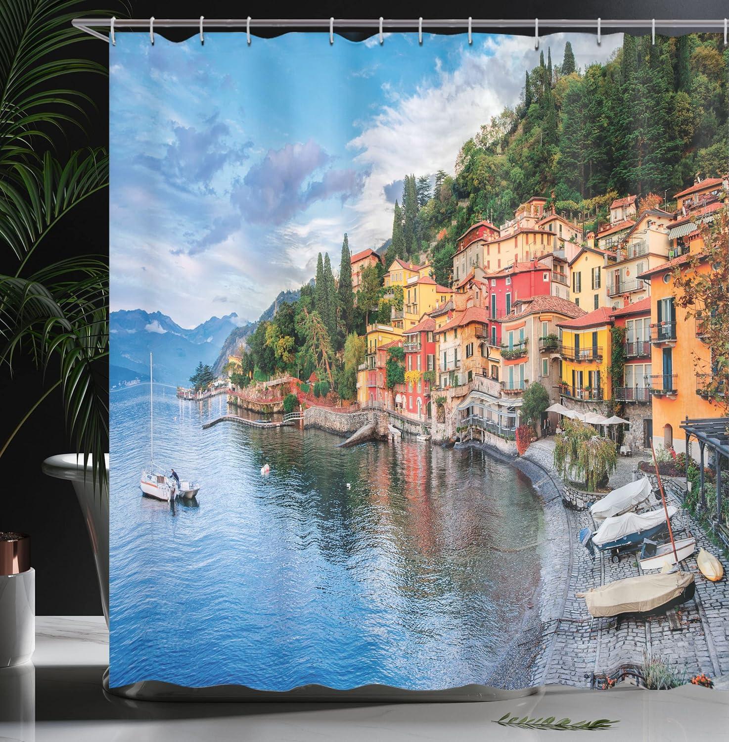 imageAmbesonne Duck Shower Curtain Cartoon Character Taking a Bath Colorful Drops Backdrop Dots Cloth Fabric Bathroom Decor Set with Hooks 69 W x 84 L Soft Blue Sky Blue YellowMulticolor Sky Blue