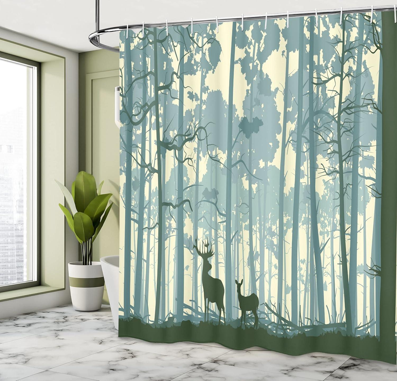 imageAmbesonne Duck Shower Curtain Cartoon Character Taking a Bath Colorful Drops Backdrop Dots Cloth Fabric Bathroom Decor Set with Hooks 69 W x 84 L Soft Blue Sky Blue YellowBlack White Grey