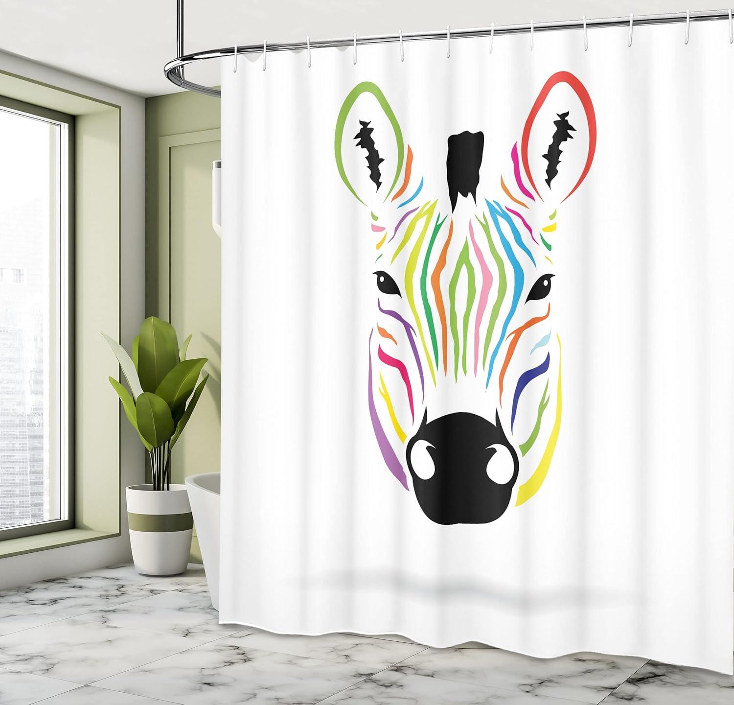 imageAmbesonne Duck Shower Curtain Cartoon Character Taking a Bath Colorful Drops Backdrop Dots Cloth Fabric Bathroom Decor Set with Hooks 69 W x 84 L Soft Blue Sky Blue YellowMulticolor Soft Blue