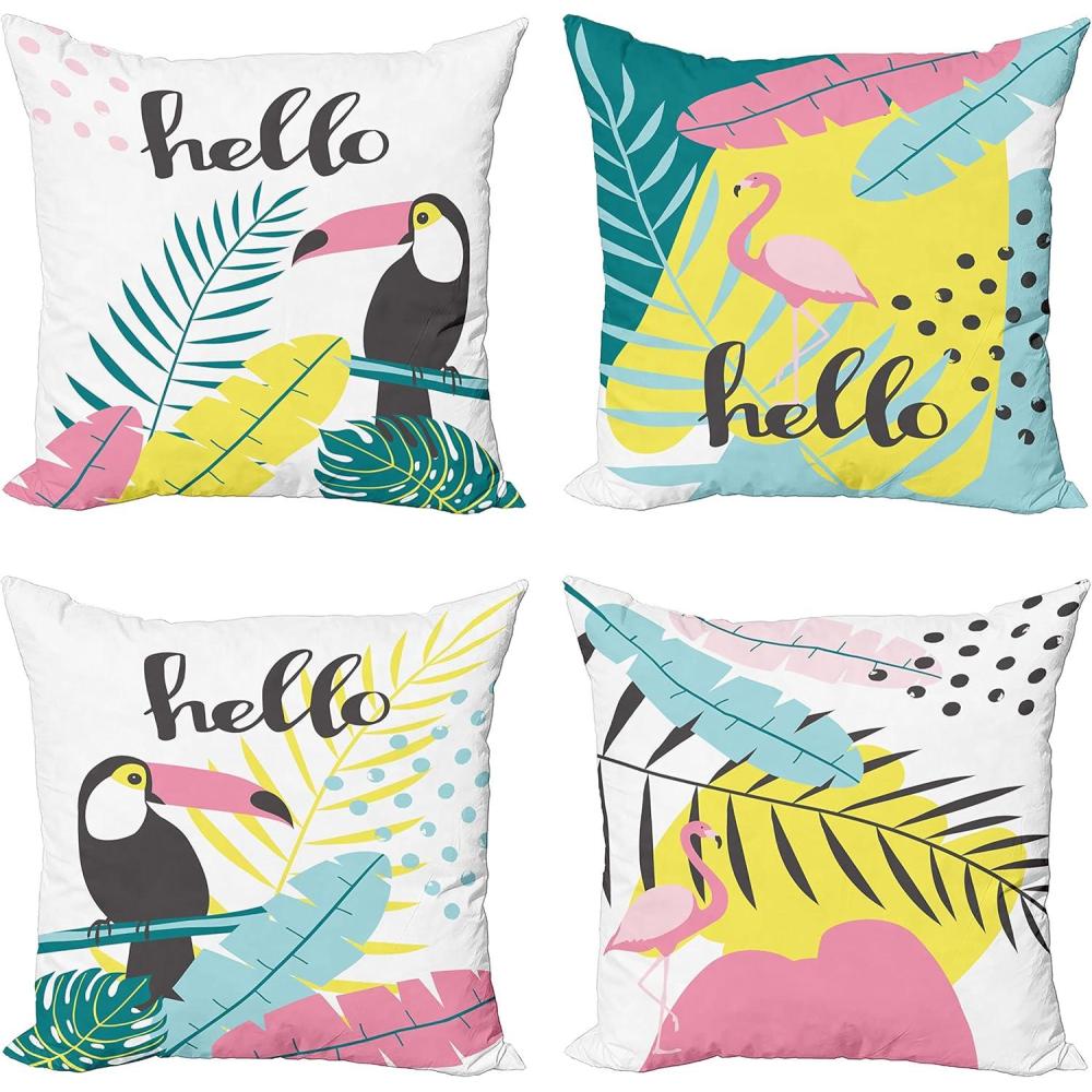 imageAmbesonne Alice in Wonderland Throw Pillow Cushion Cover Pack of 2 Rabbit Motion Cups Hearts and Flower Character Alice Cartoon Style Zippered DoubleSide Digital Print Decor 18 Black BlueYellow Pink and Teal