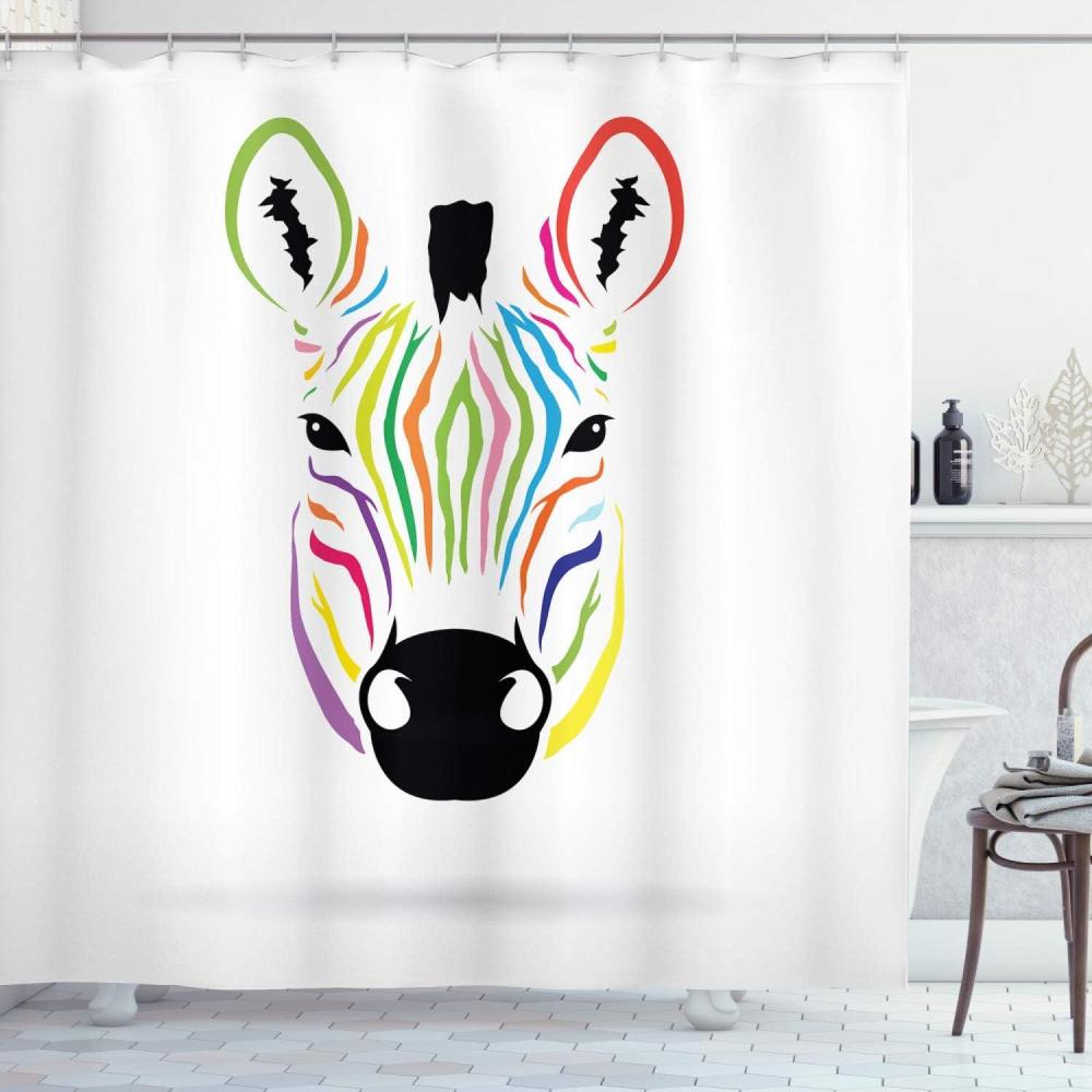 imageAmbesonne Duck Shower Curtain Cartoon Character Taking a Bath Colorful Drops Backdrop Dots Cloth Fabric Bathroom Decor Set with Hooks 69 W x 84 L Soft Blue Sky Blue YellowMulticolor Soft Blue