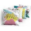 Ambesonne Alice in Wonderland Throw Pillow Cushion Cover Pack of 2, Rabbit Motion Cups Hearts and Flower Character Alice Cartoon Style, Zippered Double-Side Digital Print Decor, 18″, Black Blue(Yellow Pink and Teal)
