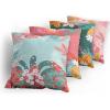 Ambesonne Alice in Wonderland Throw Pillow Cushion Cover Pack of 2, Rabbit Motion Cups Hearts and Flower Character Alice Cartoon Style, Zippered Double-Side Digital Print Decor, 18″, Black Blue(Pink Dark Green and Baby Blue)