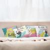 Ambesonne Alice in Wonderland Throw Pillow Cushion Cover Pack of 2, Rabbit Motion Cups Hearts and Flower Character Alice Cartoon Style, Zippered Double-Side Digital Print Decor, 18″, Black Blue(Yellow Pink and Teal)
