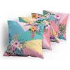 Ambesonne Alice in Wonderland Throw Pillow Cushion Cover Pack of 2, Rabbit Motion Cups Hearts and Flower Character Alice Cartoon Style, Zippered Double-Side Digital Print Decor, 18″, Black Blue(Pale Pink Seafoam)