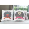 Ambesonne Alice in Wonderland Throw Pillow Cushion Cover Pack of 2, Rabbit Motion Cups Hearts and Flower Character Alice Cartoon Style, Zippered Double-Side Digital Print Decor, 18″, Black Blue(Grey Pink and Pale Orange)