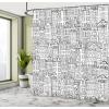Ambesonne Amsterdam Shower Curtain, Monochrome Style Cartoon Drawing of Historic Houses Clutter City Town, Cloth Fabric Bathroom Decor Set with Hooks, 69″ W x 70″ L, Charcoal White