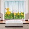 Ambesonne Cartoon Kitchen Curtains, Mother Duck Babies Walking and Singing on The Meadow Flowers, Window Drapes 2 Panel Set for Kitchen Cafe Decor, 55″ x 39″, Mustard Blue