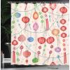 Ambesonne Cartoon Shower Curtain, Curious Panda on an Exotic Branch Asian Bear Jungle Woods Illustration, Cloth Fabric Bathroom Decor Set with Hooks, 69″ W x 75″ L, Fern Green White Black(Orange Green and Red)