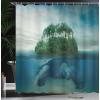 Ambesonne Cartoon Shower Curtain, Curious Panda on an Exotic Branch Asian Bear Jungle Woods Illustration, Cloth Fabric Bathroom Decor Set with Hooks, 69″ W x 75″ L, Fern Green White Black(Blue Green)