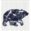 Ambesonne Cartoon Shower Curtain, Curious Panda on an Exotic Branch Asian Bear Jungle Woods Illustration, Cloth Fabric Bathroom Decor Set with Hooks, 69″ W x 75″ L, Fern Green White Black(Blue Cream)