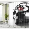 Ambesonne Cartoon Shower Curtain, Curious Panda on an Exotic Branch Asian Bear Jungle Woods Illustration, Cloth Fabric Bathroom Decor Set with Hooks, 69″ W x 75″ L, Fern Green White Black(Black White and Red)