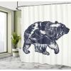 Ambesonne Cartoon Shower Curtain, Curious Panda on an Exotic Branch Asian Bear Jungle Woods Illustration, Cloth Fabric Bathroom Decor Set with Hooks, 69″ W x 75″ L, Fern Green White Black(Blue Cream)