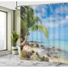 Ambesonne Cartoon Shower Curtain, Curious Panda on an Exotic Branch Asian Bear Jungle Woods Illustration, Cloth Fabric Bathroom Decor Set with Hooks, 69″ W x 75″ L, Fern Green White Black(Ivory Green Aqua)