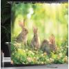 Ambesonne Cartoon Shower Curtain, Curious Panda on an Exotic Branch Asian Bear Jungle Woods Illustration, Cloth Fabric Bathroom Decor Set with Hooks, 69″ W x 75″ L, Fern Green White Black(Green and Tan)