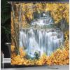 Ambesonne Cartoon Shower Curtain, Curious Panda on an Exotic Branch Asian Bear Jungle Woods Illustration, Cloth Fabric Bathroom Decor Set with Hooks, 69″ W x 75″ L, Fern Green White Black(Yellow White)