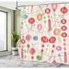Ambesonne Cartoon Shower Curtain, Curious Panda on an Exotic Branch Asian Bear Jungle Woods Illustration, Cloth Fabric Bathroom Decor Set with Hooks, 69″ W x 75″ L, Fern Green White Black(Orange Green and Red)